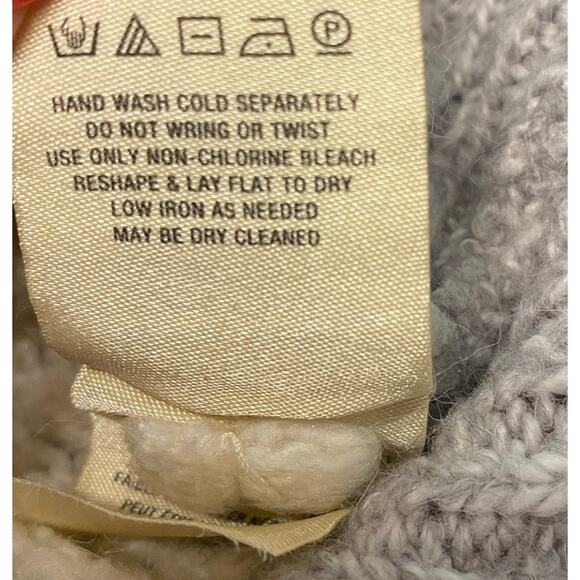 Anthropologie Sleeping on Snow Cable‎ Knit Sweater Cream & Gray Elbow Patches SM - Picture 8 of 8